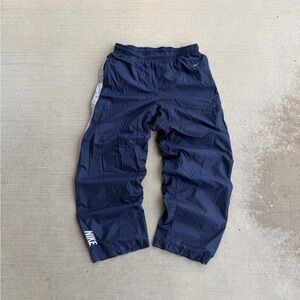 Vintage Nike Y2K Navy Blue Baggy Nylon Windbreaker Track Sweatpants Size Medium